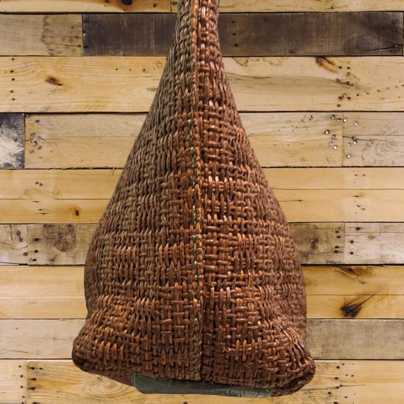 Tanner,Made in Italy Straw Handbag dark
Green Leather Trim,elegant,minimalist - Picture 5 of 9